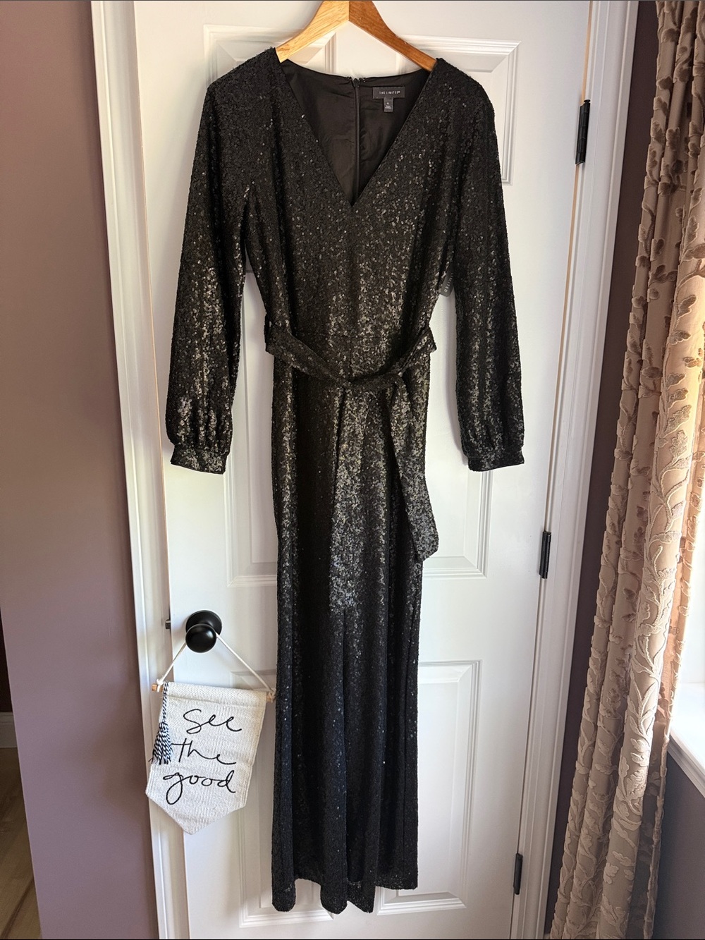Sequined Black pantsuit romper